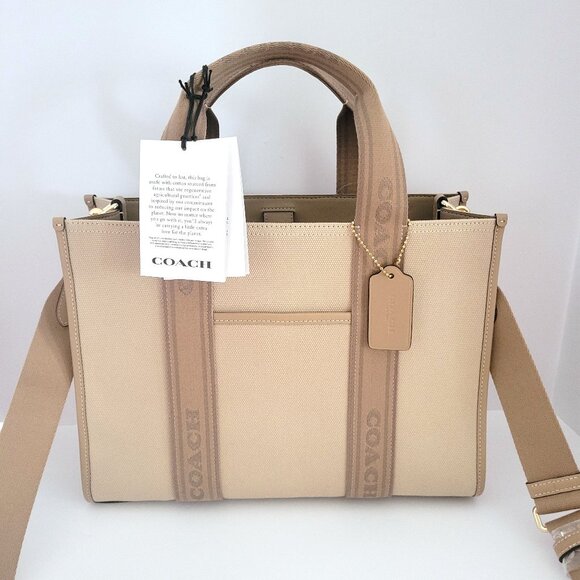 Coach CAK93 Canvas Smith Tote Crossbody Handbag Dark Natural Multi - Picture 1 of 7